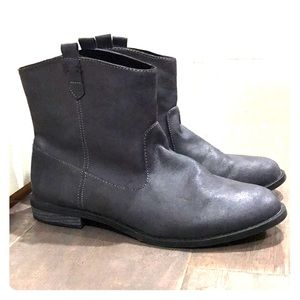 Black/dark gray ankle booties, size 10